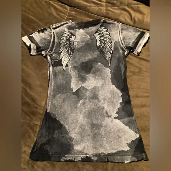 Sinful brand, size medium, 100% cotton, black and gray tee - Picture 5 of 8